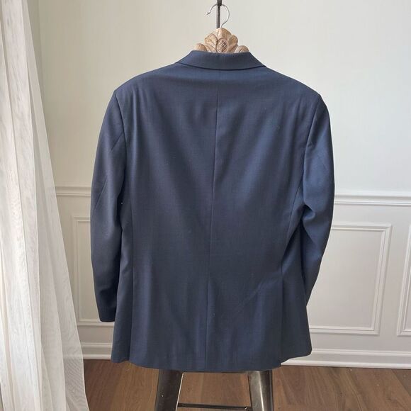 Jos A Bank Navy Blue Plaid Sportcoat Blazer 42R - Picture 5 of 10